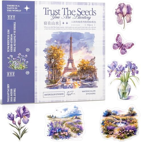 Colorful Landscape Theme Sticker Scrapbooking Supplies for Junk Journal, 50 Sheets Washi Stickers - Vintage Journaling Stickers, Ephemera Sticker Book Pre Cut(TZ-005-006)