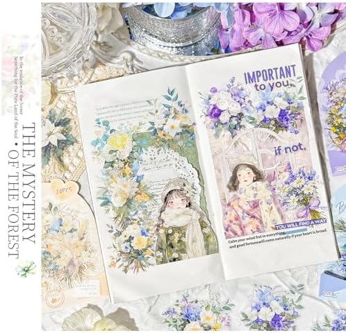OKUPAN 120Pcs Flower Stickers for Scrapbooking Supplies, Transparent Scrapbook Stickers for Journaling, Card Making Supplies, Planner, DIY Craft, Wedding Invitations