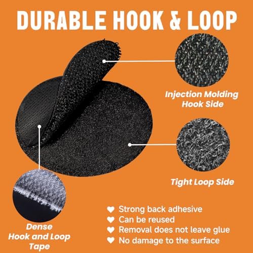 Self Adhesive Dots, Strong Adhesive 1000pcs (500 Pairs) 0.59" Diameter Sticky Nylon Dots, Hook & Loop Dots with Waterproof Sticky Glue Tapes, Suitable for Classroom, Office, Home (Black)