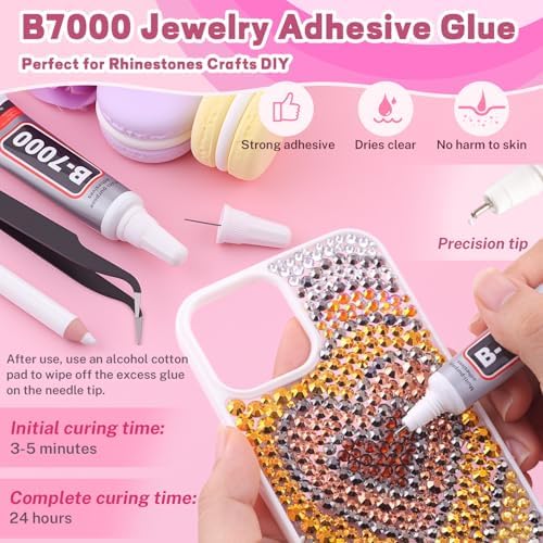 20000Pcs Metallic Rhinestones for Bedazzling with B7000 Jewelry Glue, Resin Rhinestones for Crafting Crafts DIY, Bedazzler Kit Gems for Clothing Shoes Tumblers Fabric Nail Art Assorted Size 3/4/5/6mm