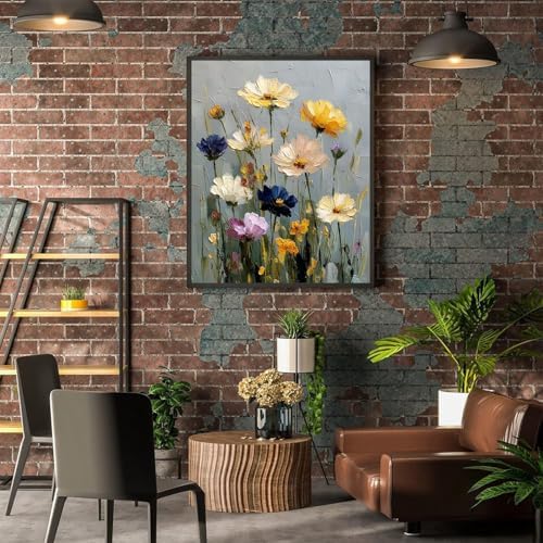 Flower Paint by Numbers for Adults with Framed Canvas - with Wooden Easel