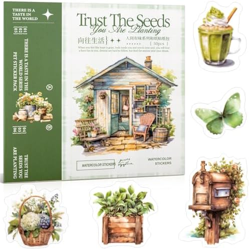 Beautiful Garden Theme Sticker Scrapbooking Supplies for Junk Journal, 50 Sheets Washi Stickers - Vintage Journaling Stickers, Ephemera Sticker Book Pre Cut(TZ-005-005)