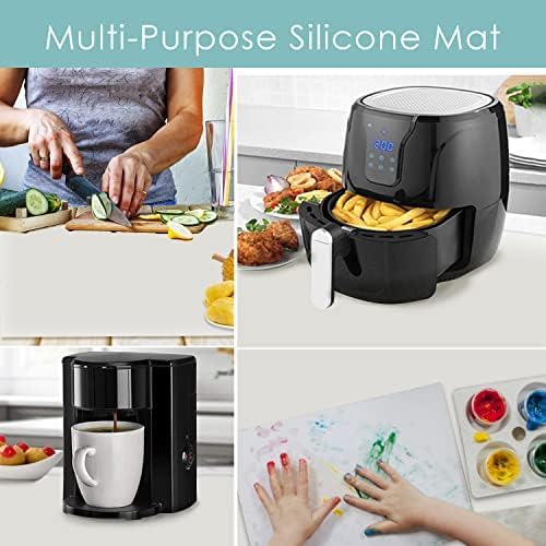 Extra Large Silicone Table Mat, Food-Grade Silicone Mat for Crafts Kids Placemat Desk Countertop Waterproof Protector Heat Insulation Kitchen Pastry Rolling Dough Pad, 27.6 x 15.7'' Light Gray, 1 Pack