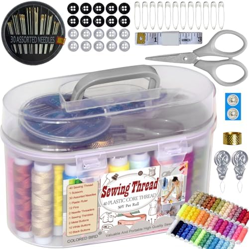 40 Spools of Sewing Thread,Gift Box Portable Basic Sewing Repair Kits (Grey)