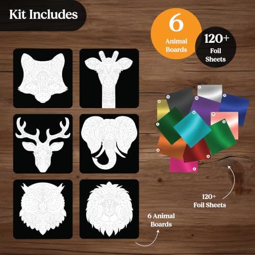 Unwynd Foil/Paint by Number Animals Art & Craft Kit,Fun Adults, Women,Teens