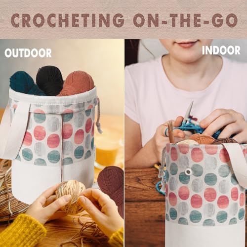 TOGETRUE Yarn Bag, Knitting Crochet Bag, Portable Yarn Storage Bags Organizer for Crocheting Project, Store Skein Ball, Short Knitting Needle (Medium, Point Shape)