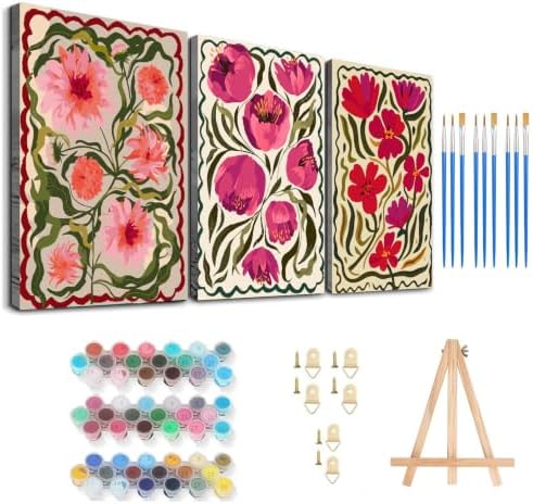Axquilon 3 Packs Framed Paint by Numbers Kit for Adults 8x10in