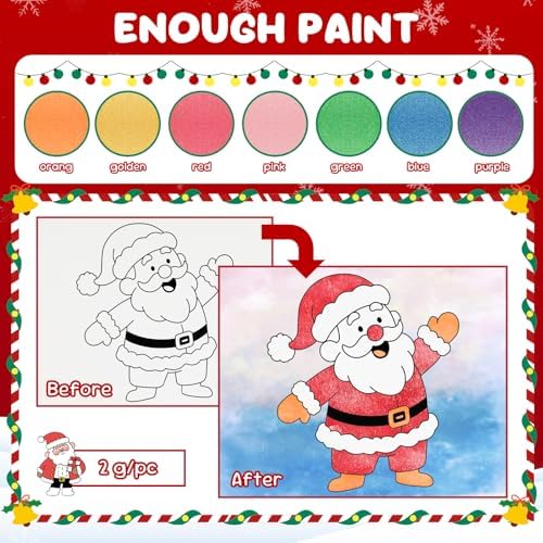 CHICAUP Christmas Paint with Water Coloring Books for Kids, Xmas Season Watercolor Painting Kit Painting Activity for Kids Ages 3-5 4-8, Mess Free Arts Crafts Drawing Gift Toy for Boy Girl