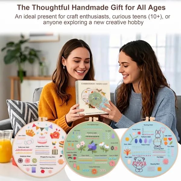 DOPLOEU 32 Essential Stitches Embroidery Kit for Beginners Adults