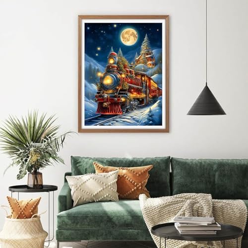 Benjenes Christmas Train Diamond Art Kits for Adults, Diamond Painting