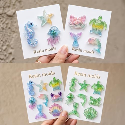 Mini Ocean Resin Molds, 8PCS Marine Animal Silicone Molds for Epoxy