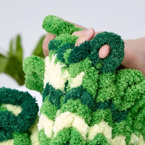 Bulky Chunky Yarn for Hand Knitting Blanket – #10 Jumbo Knitting Yarn, 1 Inch Thick Chenille Jumbo Yarn, No Knots Soft Machine Washable, Super Bulky Yarn 4 Pack for Crochet, Arm Knitting & Crafts