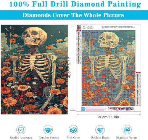 Meothan Diamond Art Kits for Adults Skeleton Diamond Painting Kit 12x16in