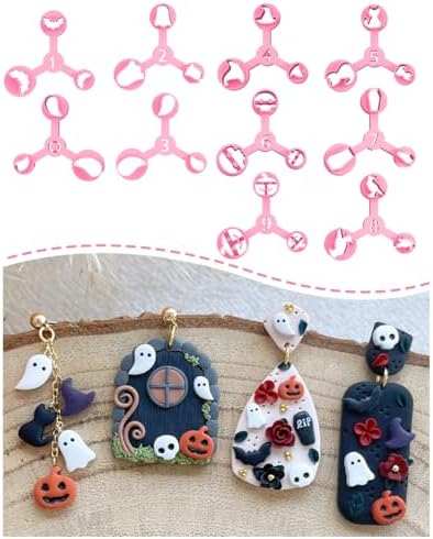 Keoker Mini Polymer Clay Cutters Halloween, 10 Shapes Halloween Clay Cutters for Polymer Clay Jewelry 3 Sizes(Micro. Mini, Small), Decoration to Make Halloween Earrings