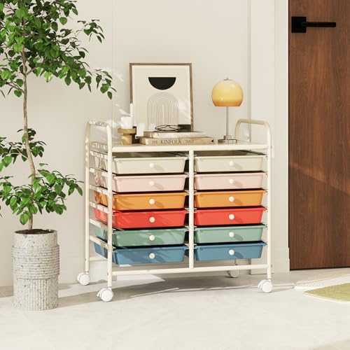 COSTWAY 12-Drawer Rolling Storage Cart, Utility Storage Organizer Cart