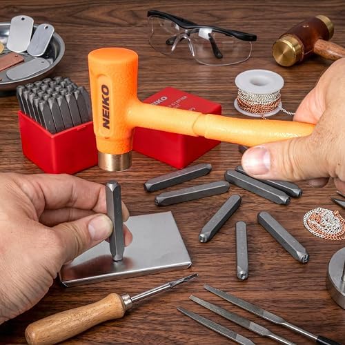 NEIKO 02633A Number and Letter Punch Set with Heat-Treated Steel Punches, Imprinting & Arts and Crafts, 3/16" (5 MM) Shaft, 36 Pc Stamp Set, Uppercase Letter & Number Punch Set (A-Z / 0-8 / "&")