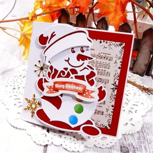 Lapoo Christmas Metal Cutting Die for Scrapbooking, 3D Backgrounds Frame Cutting Dies DIY Album Card Making Decor Paper Metal Die Cuts Party Wedding Decorations (Snowman 3.8 x 3.1 in)