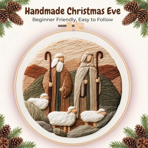 Harimau Adult Beginner Embroidery Starter Kit, Complete Set with 4 Patterns, 2 Hoops, Needles, Scissors, Instruction Guide & Stitching Video Tutorials