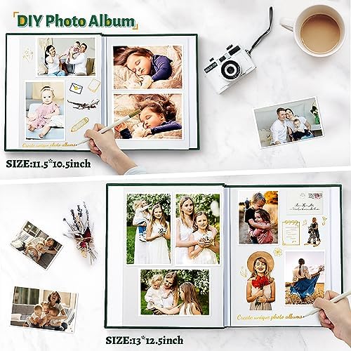 Artfeel Photo Album Self Adhesive Scrapbook,120 Pages Large Photo Book for 4x6,5x7,8x10 Pictures,DIY Album for Baby Wedding Family Travel Birthday,with Metallic Pen and Scraper