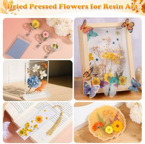 361 Pcs Fall Dried Pressed Flowers Butterfly Stickers for Resin Crafts
