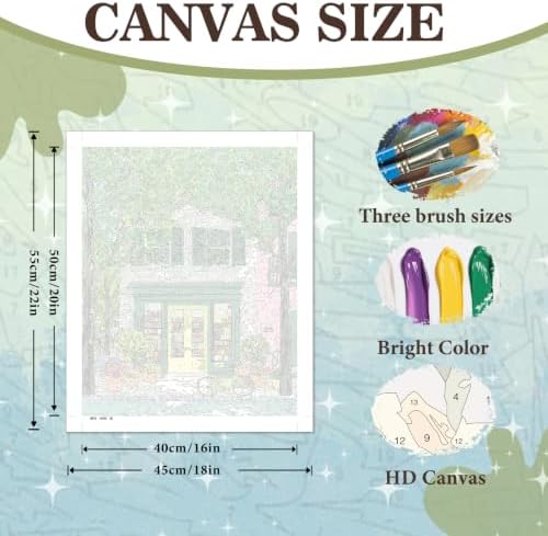 Amaieuin Book Shop Paint by Numbers Kit for Adults,Canvas Paint by Numbers for Adults,Bookstore Adult Paint by Numbers DIY Flower Painting Kit for Relax Gifts and Home Wall 20x16in