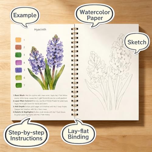 Watercolor Workbook for Adult Beginners 24 Colors Solid Paint Art Set