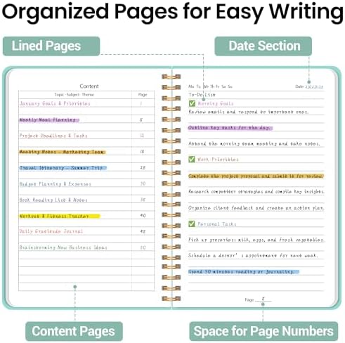 Lined Spiral Journal Notebook, A5 College Ruled Notebook for Note-Taking