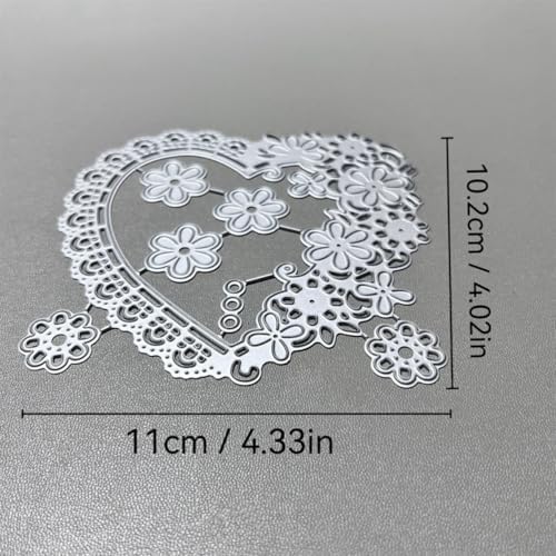 Cutting Dies Metal Stencils Scrapbooking Tools DIY Embossing Template for Paper Card Making Album Arts Crafts Supplies (Lace Heart- 11x10.2cm)
