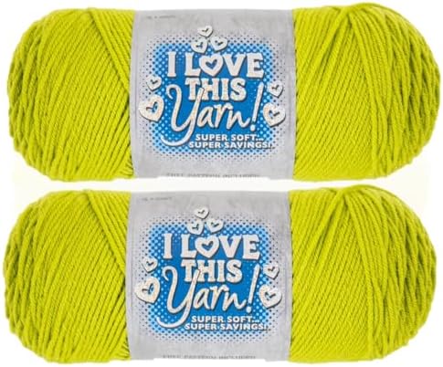 Hobby Lobby I Love This Yarn, 100% Acrylic, 357 Keylime, Set of 2
