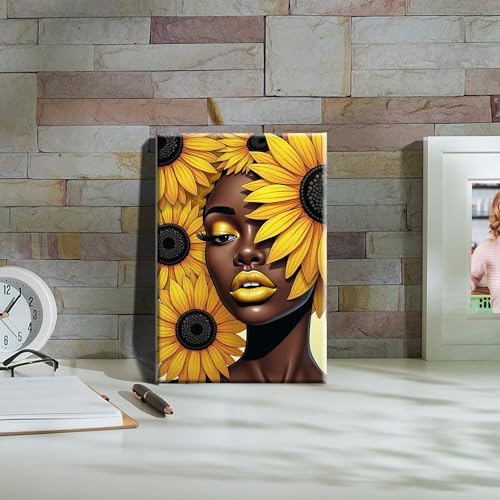 HeeBenor Framed Paint by Numbers Kit for Adults, Black Women, 8x12 Inch