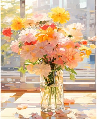 Arpilul Flowers Paint by Number for Adults-Paint by Numbers for Adults Beginner, Adult Paint by Number Kits on Canvas for Home Wall Art Decoration and Gifts 16x20Inch(Z-YH42)
