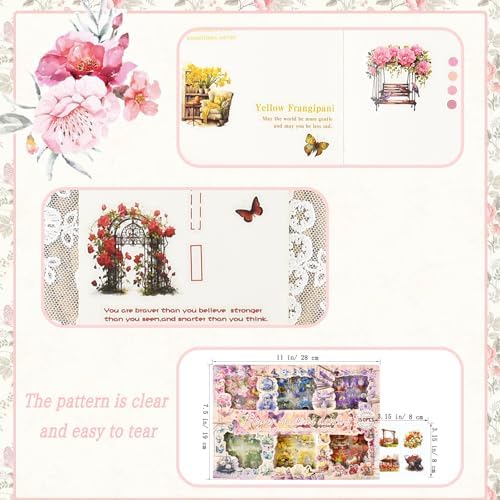 800 pcs Floral Scrapbook Sticker Kit Vintage Flower Junk Journal Sticker