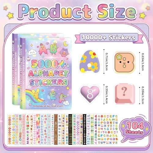 10000+ Letter Stickers,104 Sheets Alphabet Stickers Book,Scrapbook Supplies