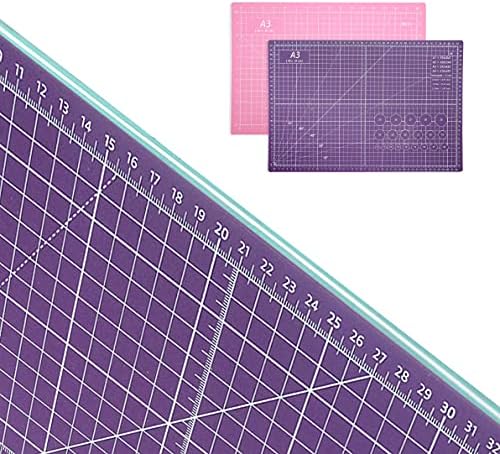 TCAIRG Self Healing Cutting Mat 18 inchx12 inch Non-Slip PVC Double Sided 5-Ply A3 Art Craft Rotating Mat,Sewing Crafts Hobby Fabric Precision Scrapbooking Project(Pink/Purple)