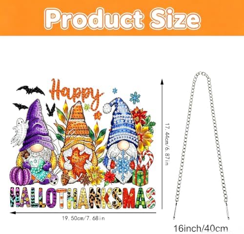 Halloween Gnome Hanging Diamond Art Kits for Adults, Pendant Suncatcher
