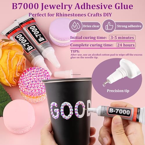 30000Pcs Lavender Purple AB Rhinestones for Bedazzling with B7000 Jewelry Glue, Bedazzler Kit Bulk Flatback Gems, Resin Rhinestones for Crafting Crafts Clothing Shoe Nail Art Assorted Size 2/3/4/5/6mm