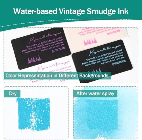 CraftyManor Masked Impression Large Ink Pads for Stamps, Water Based Smudge Chalk Stamp Pad for Scrapbooking, Journaling, Card Making, DIY Craft Scrapbook Supplies for Adults (#CM256403)