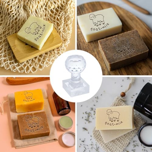 PH PandaHall Goat Soap Stamp - Acrylic Animal Embossing Stamp for Handmade Soap, Cookie, Clay, Pottery & Biscuit Making Projects