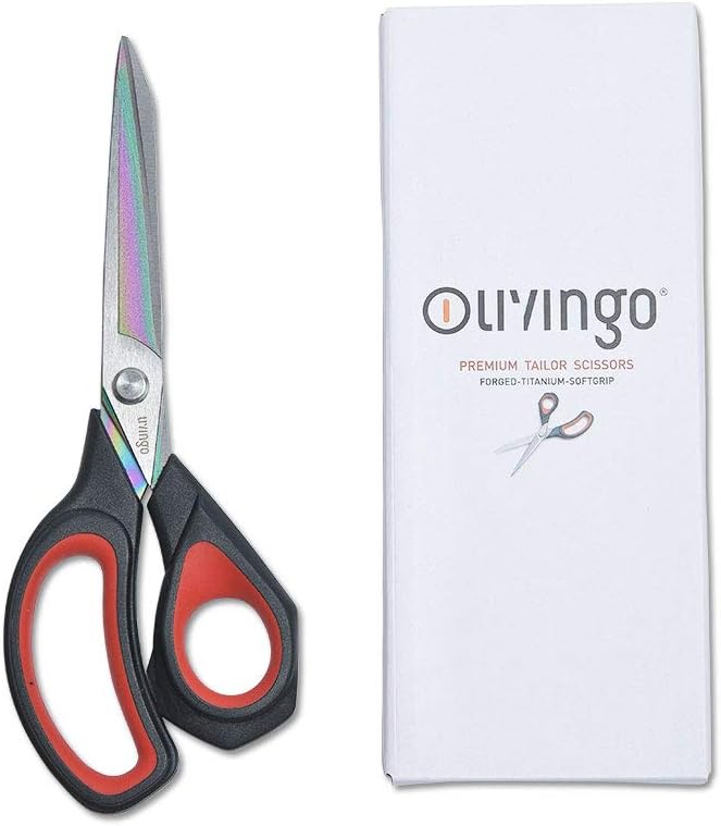 LIVINGO Fabric Scissors 8.5" Tailor Sewing Shears Professional | Forged Stainless Steel Blade, Titanium Coating, Comfortable Handle, Sewing Quilting Craft Materials