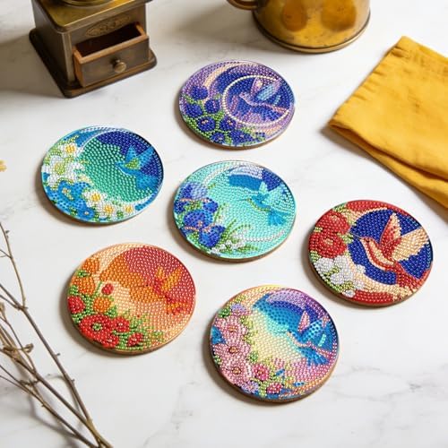 Leatrice 8 PCS Small Diamond Art Coasters Diamond Painting Kits for Adults