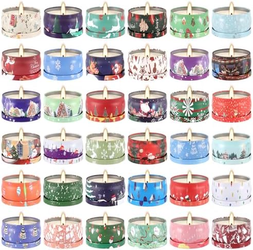 36 Packs Christmas Scented Candles Gift- Aromatherapy Candle-2.5oz Soy Wax-Long Lasting Burn time, Christmas Thanksgiving Gifts, Home Decor.