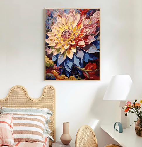 Paint by Numbers Kit for Adults, Flowers DIY Acrylic Canvas Painting Set