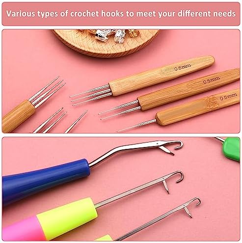 QMNNMA Crochet Needle for Loc, 48 Pcs Dreadlock Crochet Hook for Hair