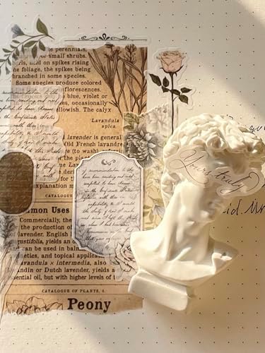 WT Petals & Parchment Washi Sticker Tape Set, 4 Rolls, Original Vintage Floral Designs, Decorative Masking Tape for DIY Crafts, Journaling, Scrapbooking, Planners, and Adhesive Paper Stickers