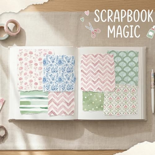 6-inch Patterned Scrapbook Paper Pad, 24 Sheets Double Sided Flowers Aesthetic Origami for Journaling Collage Supplies Cards Decor Gifts Crafts DIY Wrapping Decor Folded Photo Album