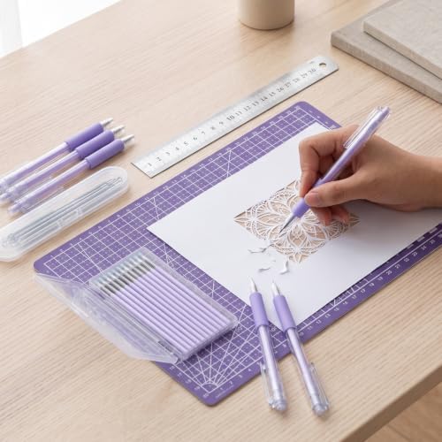 24 Pcs Craft Knife Pen Set, 6 Craft Knives with 12 Refills, Purple