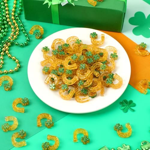 60Pcs Mini Resin Horseshoe Charms for St. Patrick's Day DIY Crafts