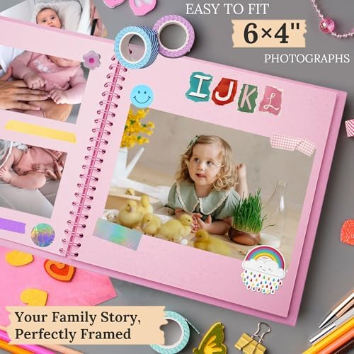 Scrapbook Photo Album 7"x7" 20 Sheets 40 Pages Hardcover Kraft Paper Khaki