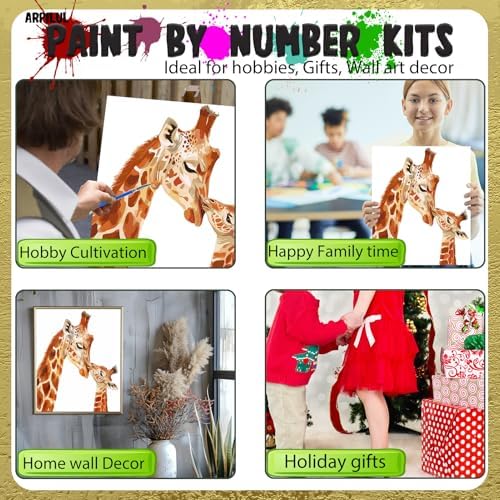 Arpilul Giraffe Paint by Number for Adults-Paint by Numbers for Adults Beginner, Adult Paint by Number Kits on Canvas for Home Wall Art Decoration and Gifts 16x20Inch(Z-YH22)