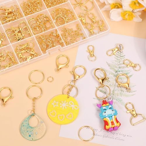 PAXCOO 300PCS Keychain Making Kit, Keychain Craft Supplies Including Key Chain Clips, Lanyard Snap Hooks, Key Rings and Jump Rings for Key Chain Making, Purse Making, Lanyard Making